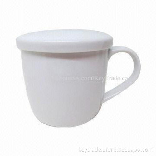 Fine porcelain U shape mug with lid